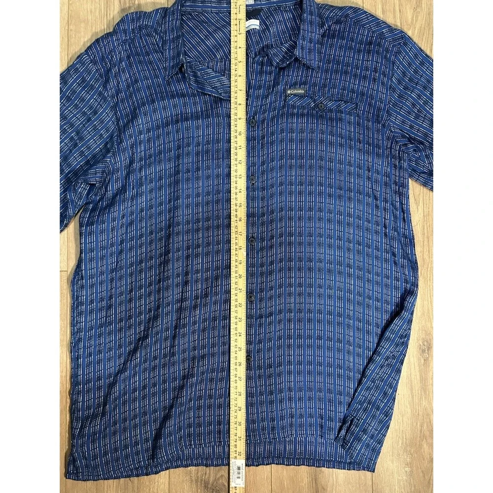 Columbia Mens Declination Trail II  Button Up Short Sleeve‎ Outdoor Blue Size XL